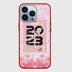 Чехол для iPhone 13 Pro 2023 - цветочный фон, цвет: 3D-красный