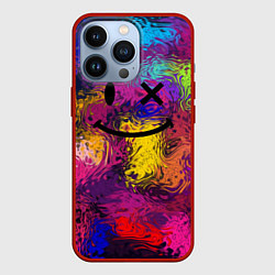 Чехол для iPhone 13 Pro Смайлик с брызгами краски, цвет: 3D-красный
