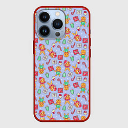 Чехол для iPhone 13 Pro Christmas Background, цвет: 3D-красный
