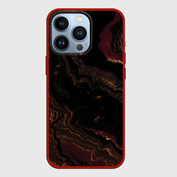 Чехол для iPhone 13 Pro Золотистые блёстки и песок, цвет: 3D-красный