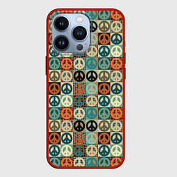 Чехол для iPhone 13 Pro Peace symbol pattern, цвет: 3D-красный