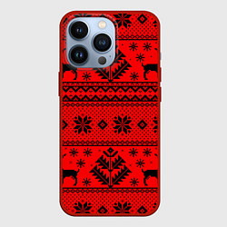 Чехол iPhone 13 Pro Happy new year, black deer