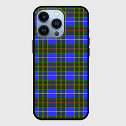 Чехол iPhone 13 Pro Ткань Шотландка сине-зелёная