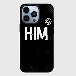 Чехол iPhone 13 Pro HIM glitch на темном фоне: символ сверху