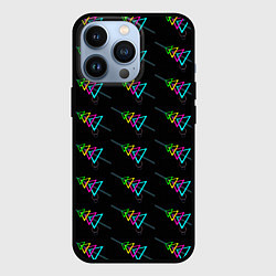 Чехол для iPhone 13 Pro Colored triangles, цвет: 3D-черный