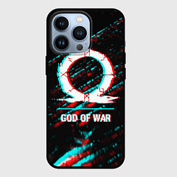 Чехол iPhone 13 Pro God of War в стиле glitch и баги графики на темном