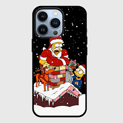 Чехол iPhone 13 Pro Симпсоны новогодний
