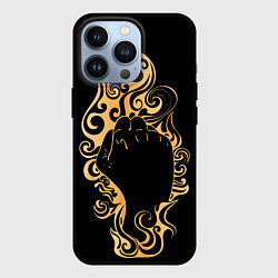 Чехол iPhone 13 Pro Поднятый вверх кулак, окруженный золотым пламенем