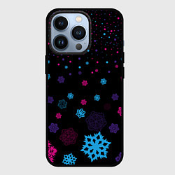 Чехол для iPhone 13 Pro Цветные снежинки, цвет: 3D-черный