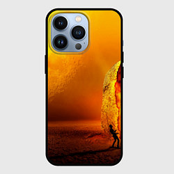 Чехол iPhone 13 Pro Оранжевый космос и луна