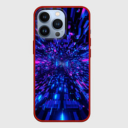 Чехол iPhone 13 Pro Киберпанк синий неоновый тоннель