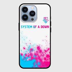 Чехол для iPhone 13 Pro System of a Down neon gradient style: символ сверх, цвет: 3D-черный