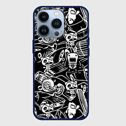 Чехол для iPhone 13 Pro JDM Pattern, цвет: 3D-тёмно-синий