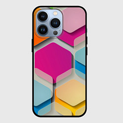 Чехол для iPhone 13 Pro Абстрактные разноцветные геометрические фигуры, цвет: 3D-черный