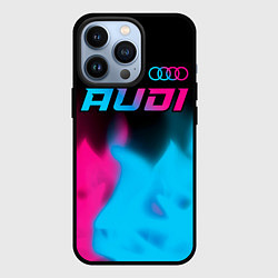 Чехол для iPhone 13 Pro Audi - neon gradient: символ сверху, цвет: 3D-черный