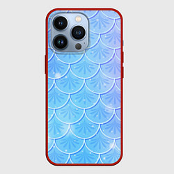Чехол для iPhone 13 Pro Голубая чешуя русалки - паттерн, цвет: 3D-красный