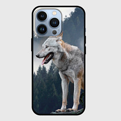 Чехол для iPhone 13 Pro Волк на фоне леса, цвет: 3D-черный