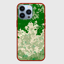 Чехол для iPhone 13 Pro Абстракция в зелёных тонах, цвет: 3D-красный