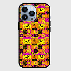 Чехол для iPhone 13 Pro Colored patterned ornament, цвет: 3D-черный