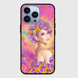 Чехол для iPhone 13 Pro Розовая фея бабочка, цвет: 3D-черный