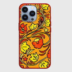 Чехол iPhone 13 Pro Хохлома золотой фон