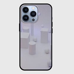 Чехол для iPhone 13 Pro Светлые геометрические шары и кубы, цвет: 3D-черный