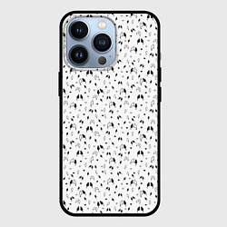 Чехол iPhone 13 Pro Кошки черно-белый паттерн