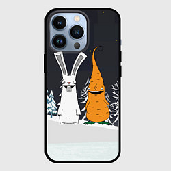 Чехол для iPhone 13 Pro Заяц и морковка, цвет: 3D-черный