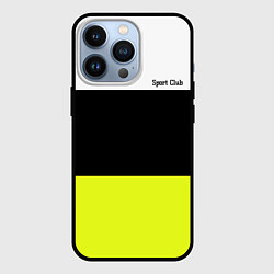 Чехол для iPhone 13 Pro Sport - полосатый желтый черный белый, цвет: 3D-черный