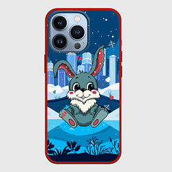 Чехол для iPhone 13 Pro Зайчик с сердечками, цвет: 3D-красный