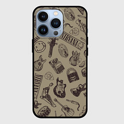 Чехол iPhone 13 Pro Nirvana crash guitar beige