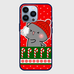 Чехол iPhone 13 Pro Серый котик - играет в снежки