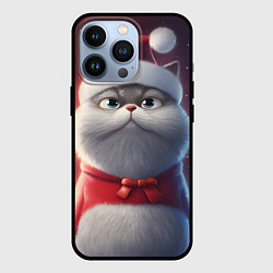 Чехол для iPhone 13 Pro Новогодний кот в шапке, цвет: 3D-черный