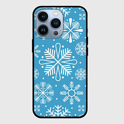 Чехол для iPhone 13 Pro Snow in blue, цвет: 3D-черный