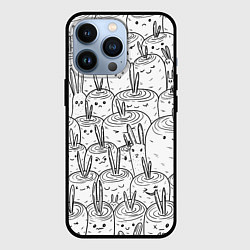 Чехол для iPhone 13 Pro Раскраска кролики в морковном поле, цвет: 3D-черный