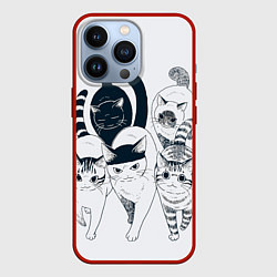 Чехол для iPhone 13 Pro Любопытные кошки, цвет: 3D-красный