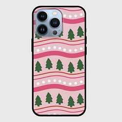 Чехол iPhone 13 Pro Новогодний свитер: розовый