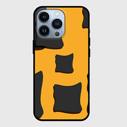 Чехол iPhone 13 Pro Оранжевая абстракция и тёмные фигуры