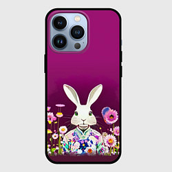 Чехол iPhone 13 Pro Кролик на винном фоне