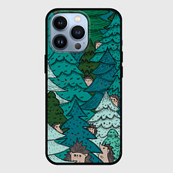Чехол iPhone 13 Pro Ежи в еловом лесу