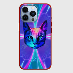 Чехол iPhone 13 Pro Яркий неоновый портрет кота