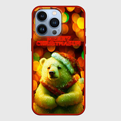 Чехол iPhone 13 Pro Merry Christmas белый медвежонок