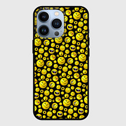 Чехол для iPhone 13 Pro Шарики эмодзи на черном, цвет: 3D-черный