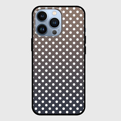 Чехол iPhone 13 Pro Белый горошек на сером, коричневом градиенте