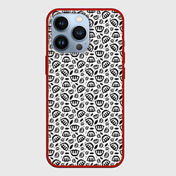 Чехол для iPhone 13 Pro Улыбка пианиста, узор на белом фоне, цвет: 3D-красный