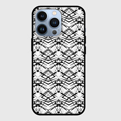 Чехол iPhone 13 Pro Черно белый геометрический узор