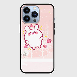 Чехол для iPhone 13 Pro Зайка среди цветов, цвет: 3D-черный