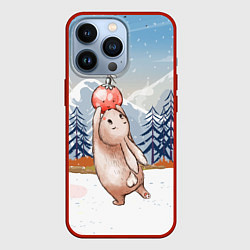 Чехол iPhone 13 Pro Зайка и елочная игрушка