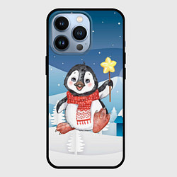 Чехол для iPhone 13 Pro Новогодний пингвин, цвет: 3D-черный
