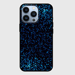 Чехол iPhone 13 Pro Неоновый синий блеск на черном фоне